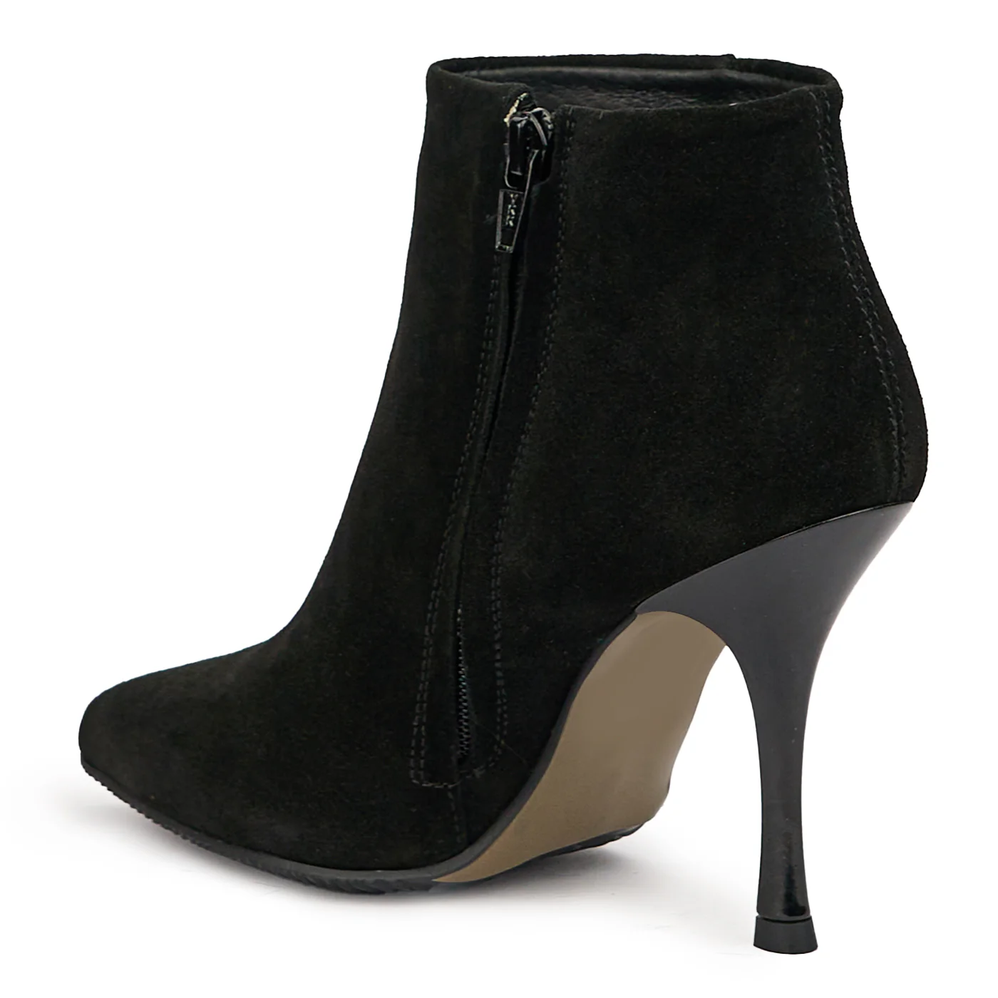 Botine dama din piele naturala neagra cu toc subtire 9.5 cm 14615 - Image 2