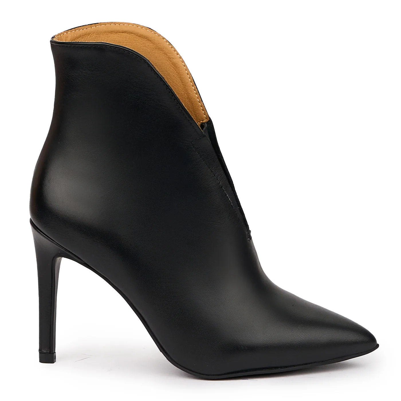 Botine dama din piele naturala neagra cu toc subtire 9 cm 14268