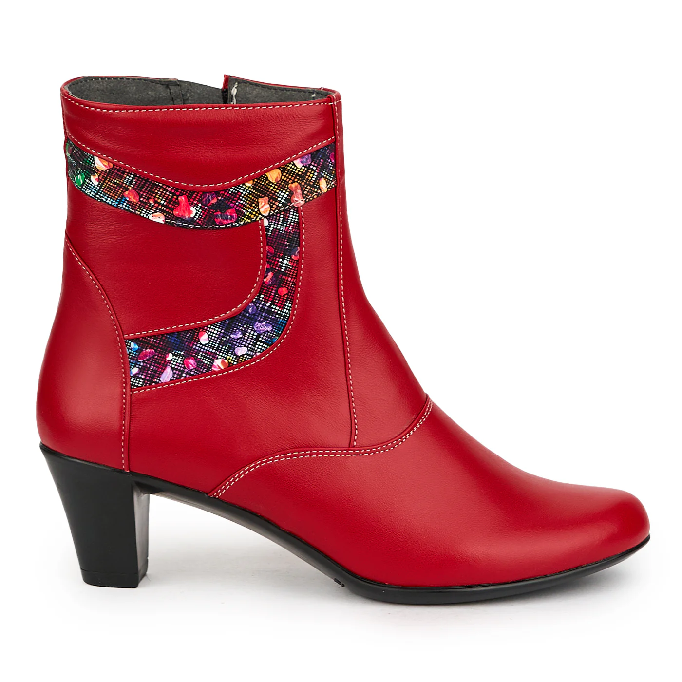 Botine dama din piele naturala rosie 14968