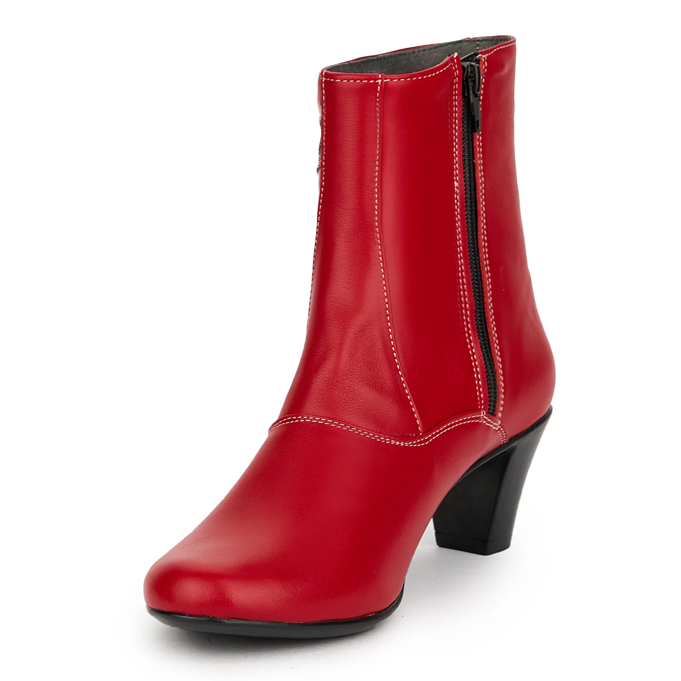 Botine dama din piele naturala rosie 14968 - Image 3