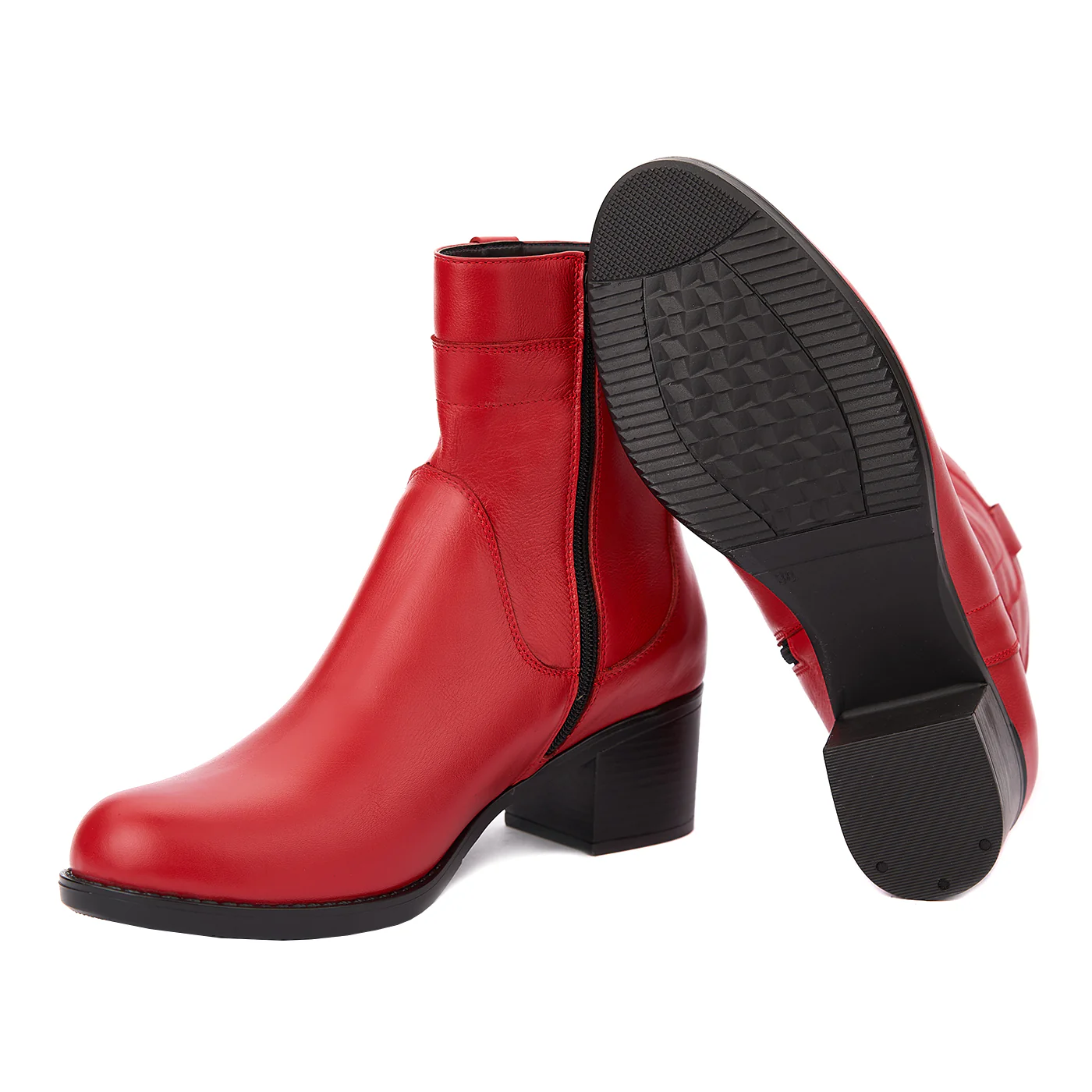 Botine dama din piele naturala rosie 6303 - Image 3