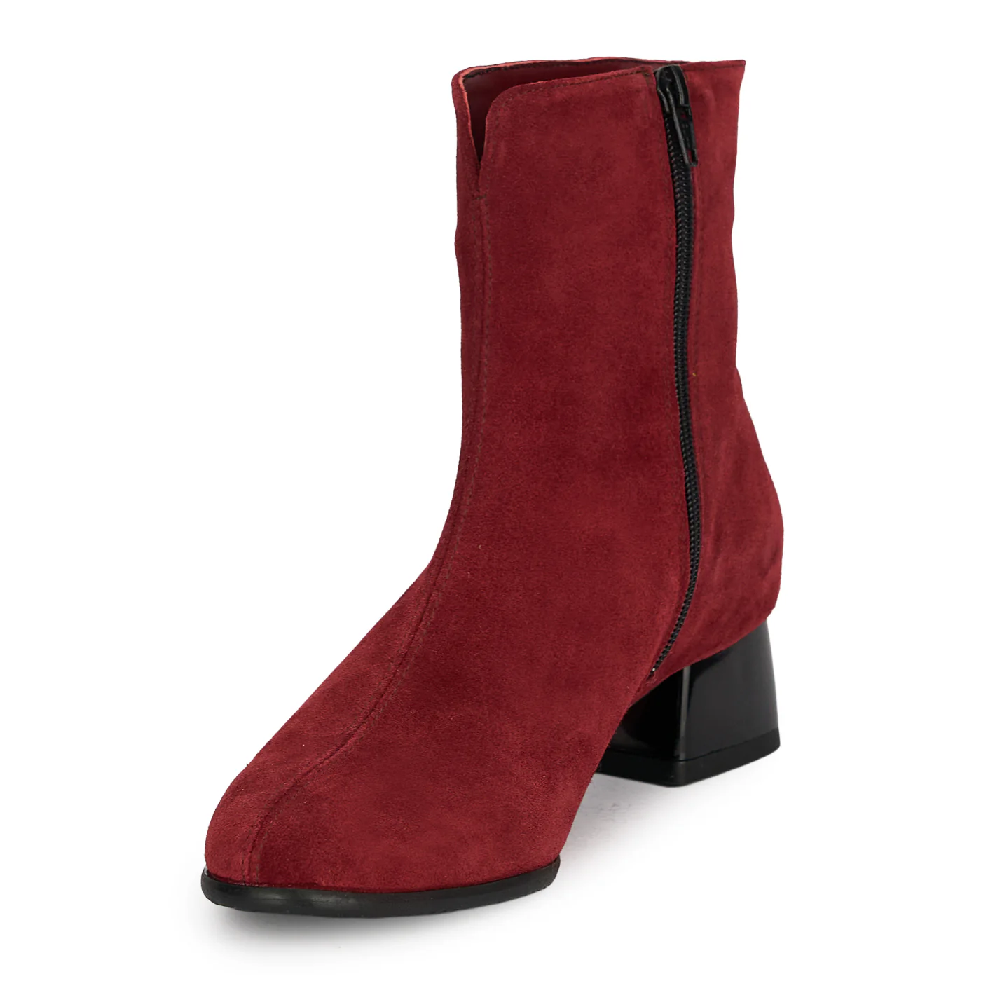 Botine dama din piele naturala rosie cu toc gros 4 cm 18934 - Image 3