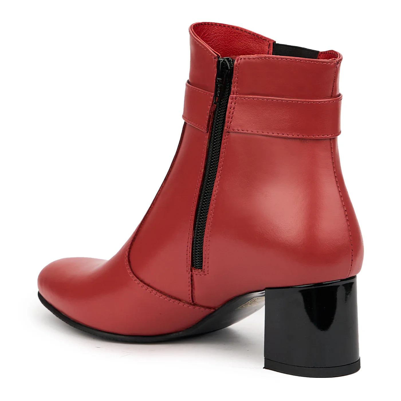 Botine dama din piele naturala rosie cu toc gros 5.5 cm 14563 - Image 2
