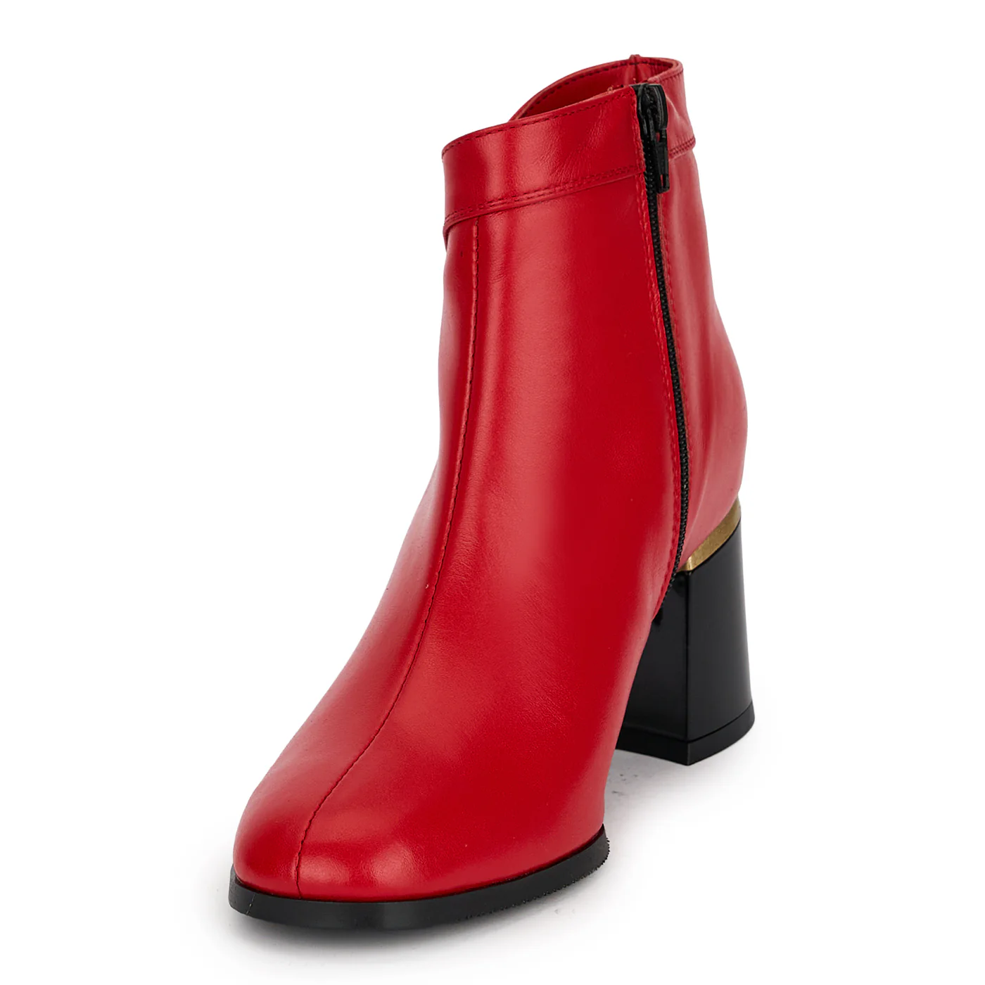 Botine dama din piele naturala rosie cu toc gros 6.5 cm 18917 - Image 3