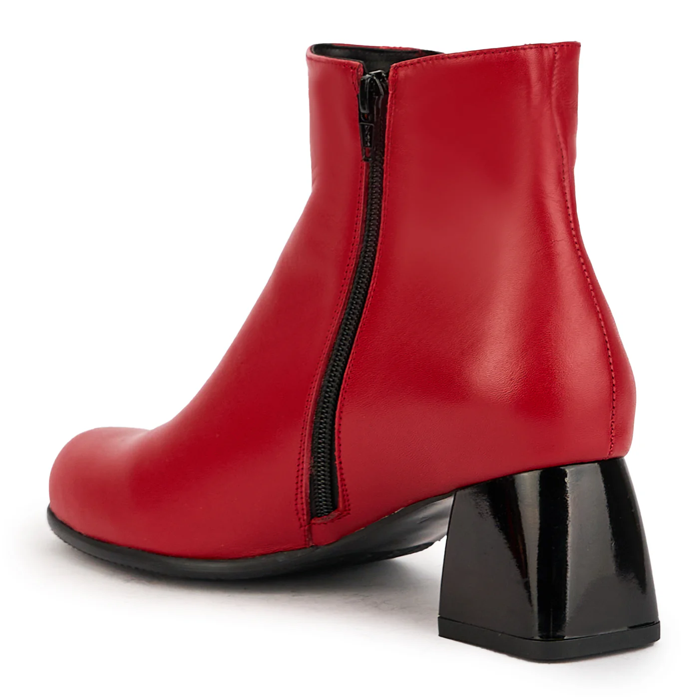 Botine dama din piele naturala rosie cu toc gros 6 cm 17305 - Image 2