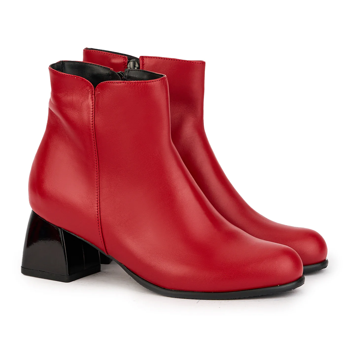 Botine dama din piele naturala rosie cu toc gros 6 cm 17305 - Image 4