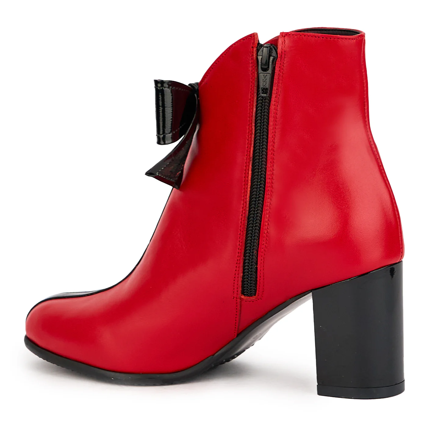 Botine dama din piele naturala rosie cu toc gros 7 cm 17244 - Image 2