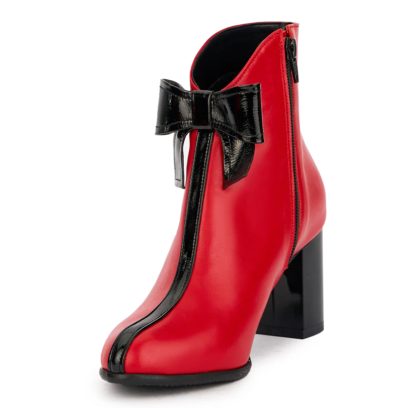 Botine dama din piele naturala rosie cu toc gros 7 cm 17244 - Image 3