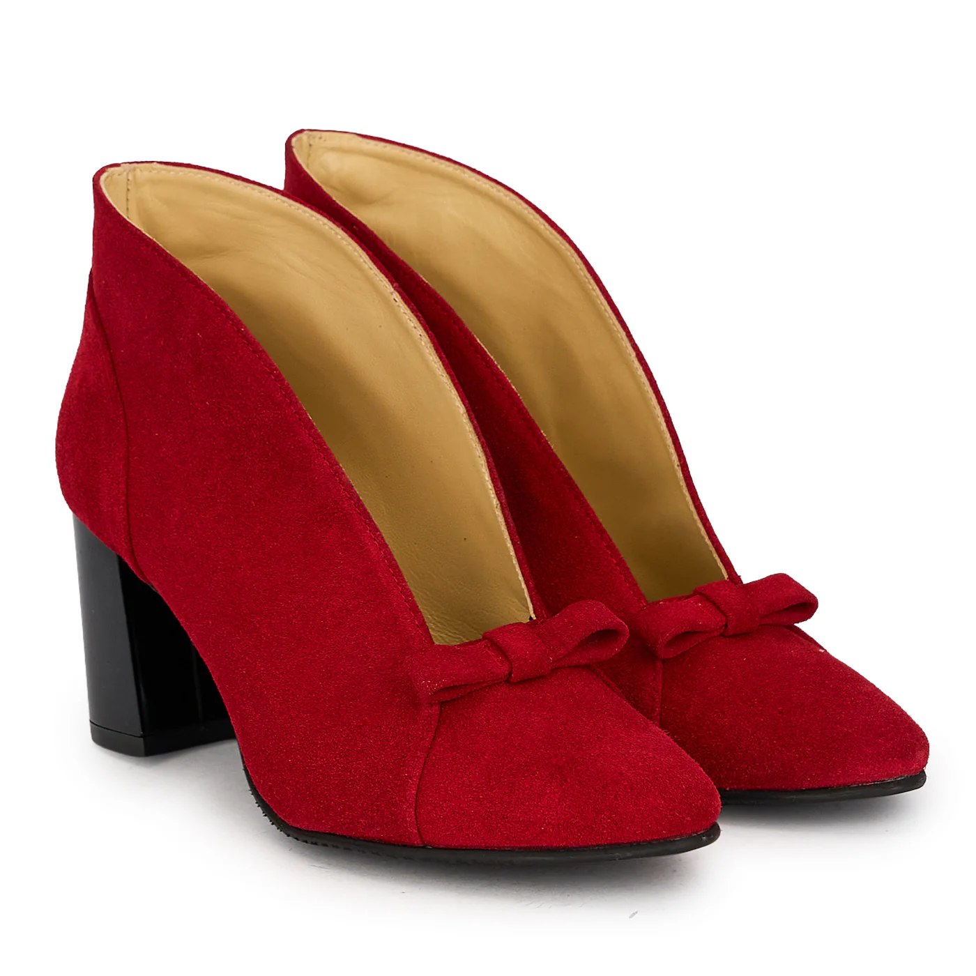Botine dama din piele naturala rosie cu toc gros 7 cm 19700 - Image 4