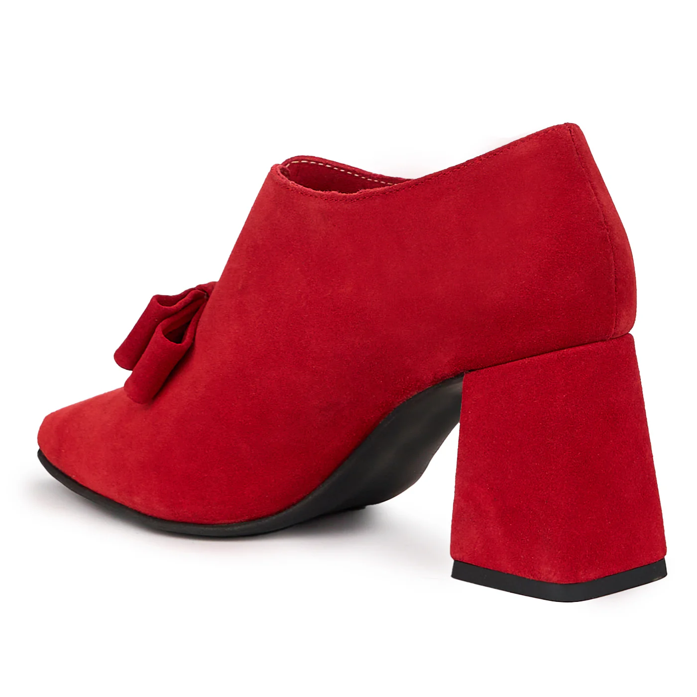 Botine dama din piele naturala rosie cu toc gros 8 cm 14274 - Image 2
