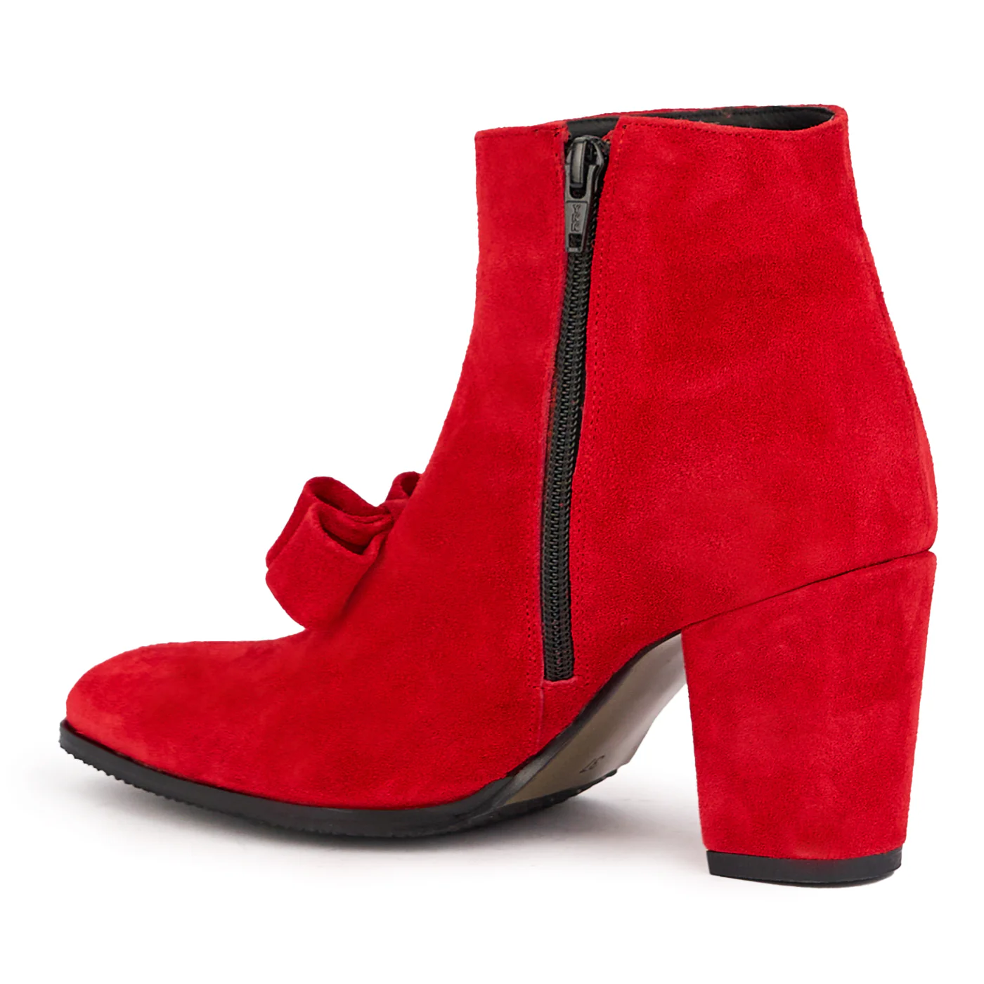 Botine dama din piele naturala rosie cu toc gros 8 cm 17110 - Image 2