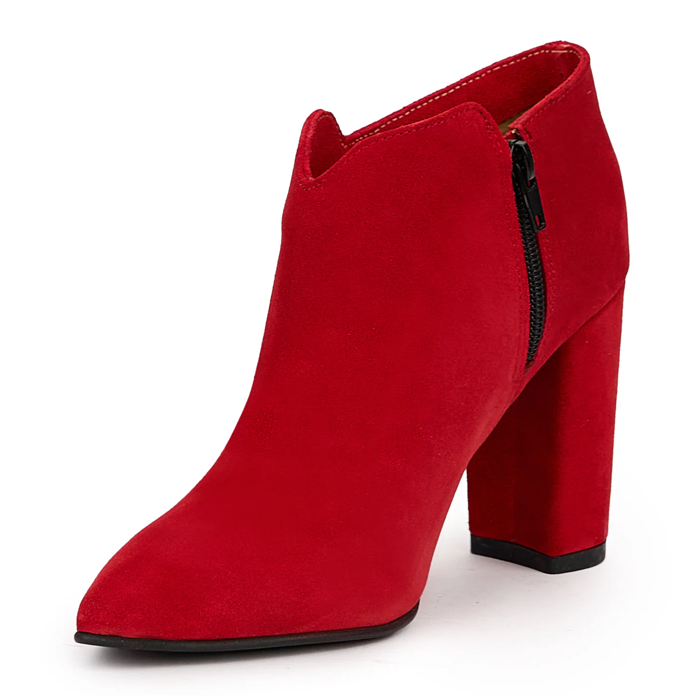 Botine dama din piele naturala rosie cu toc gros 9.5 cm 14406 - Image 3