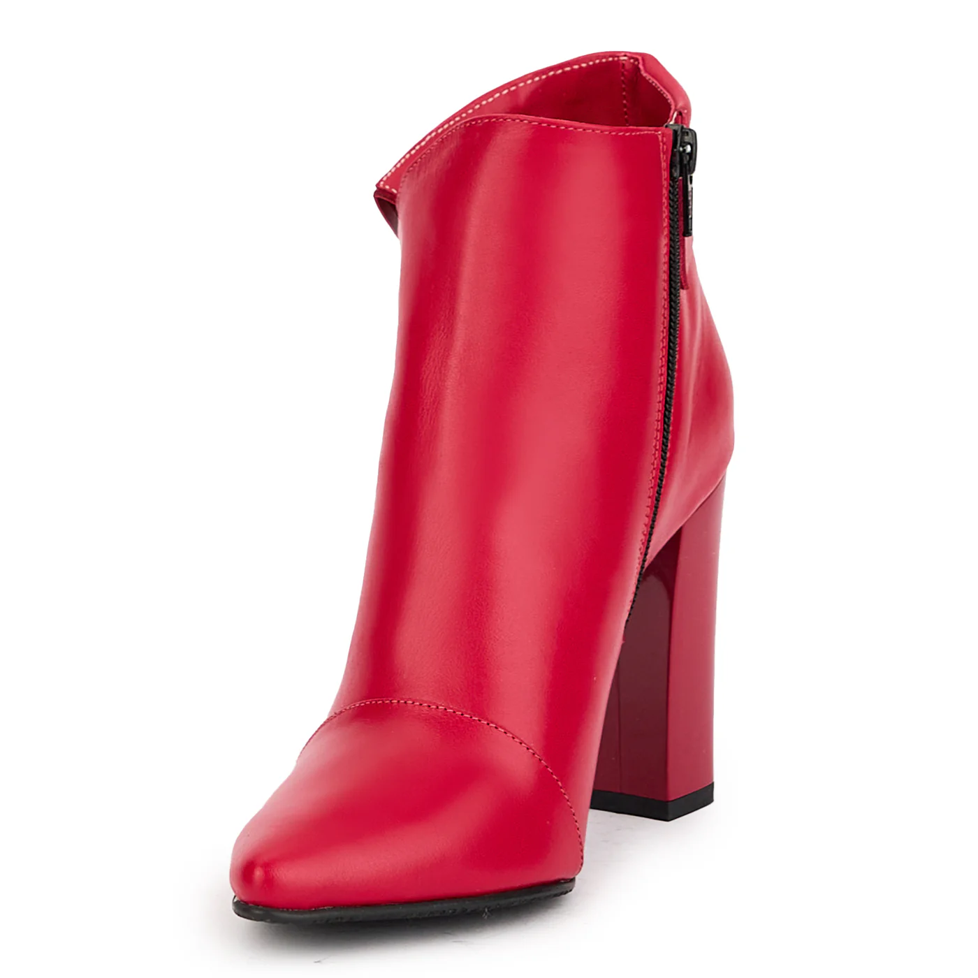 Botine dama din piele naturala rosu-fucsia cu toc gros 10 cm 17178 - Image 3