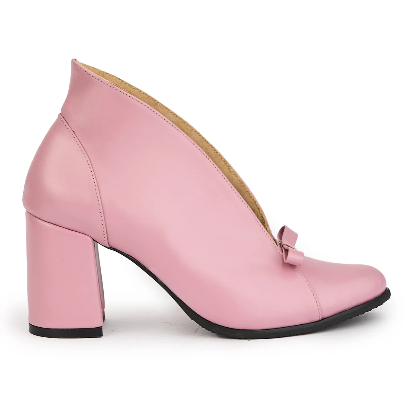 Botine dama din piele naturala roz-fucsia cu toc gros 7.5 cm 17277