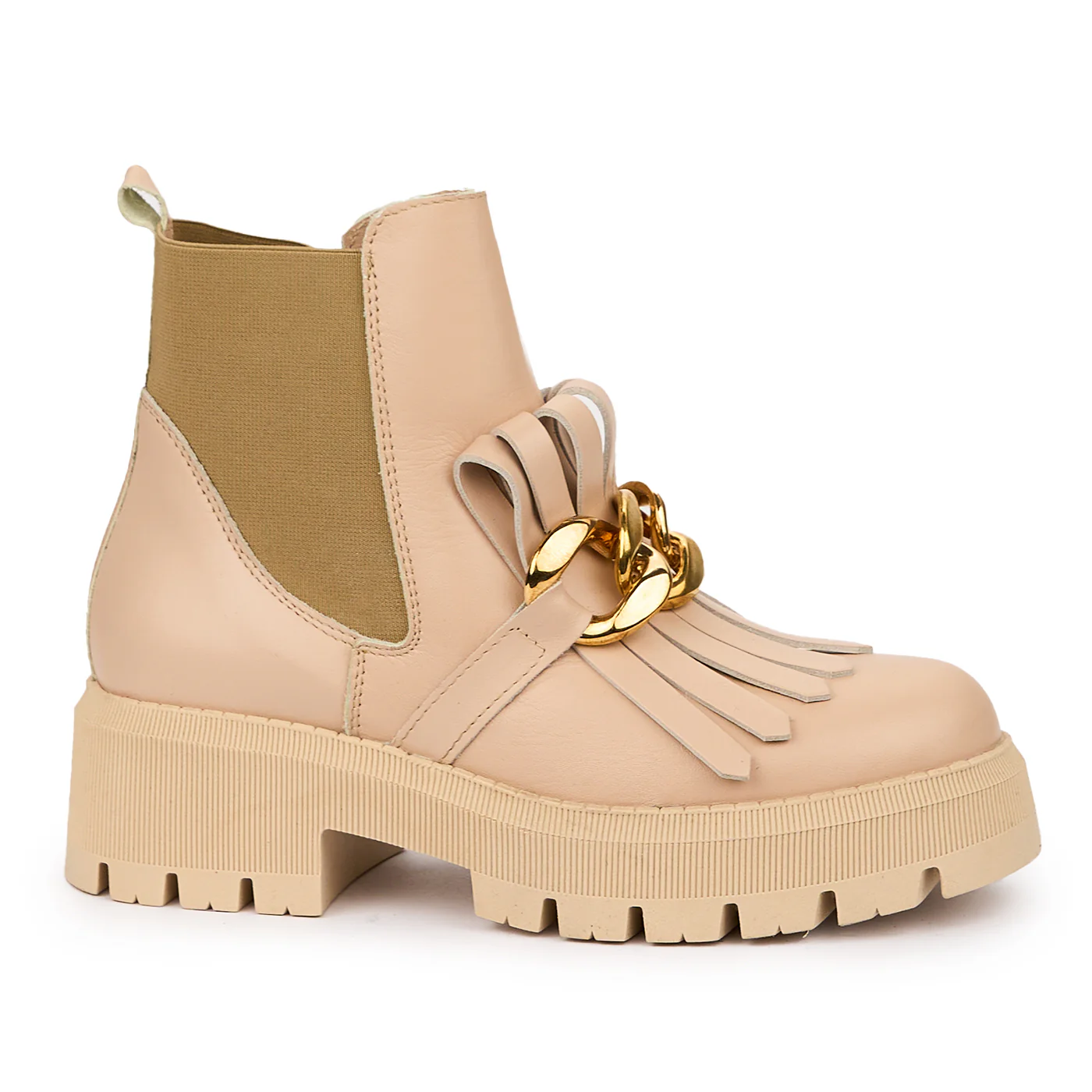 Botine dama din piele naturala roz - nude 14252