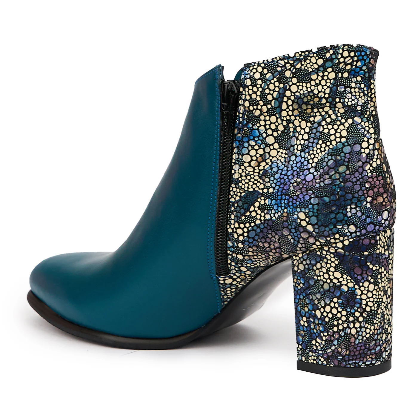 Botine dama din piele naturala tucoaz cu toc gros 7.5 cm 14515 - Image 2
