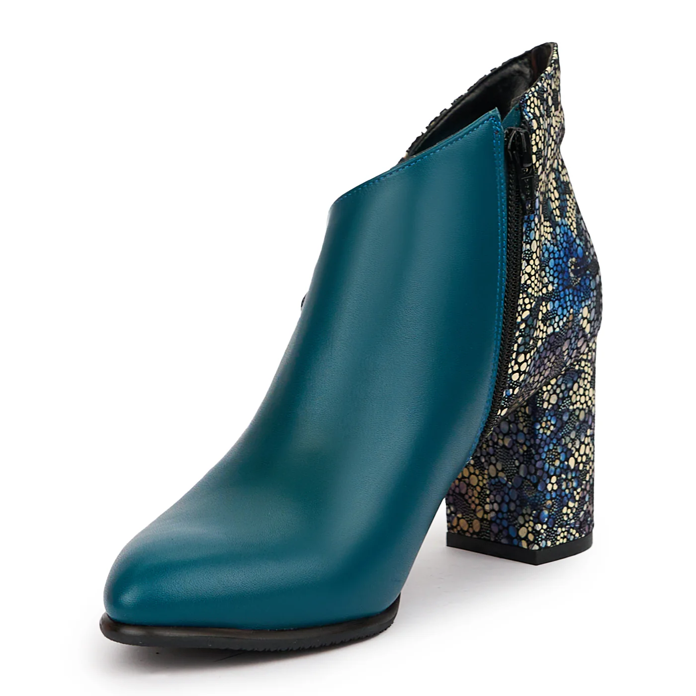 Botine dama din piele naturala tucoaz cu toc gros 7.5 cm 14515 - Image 3