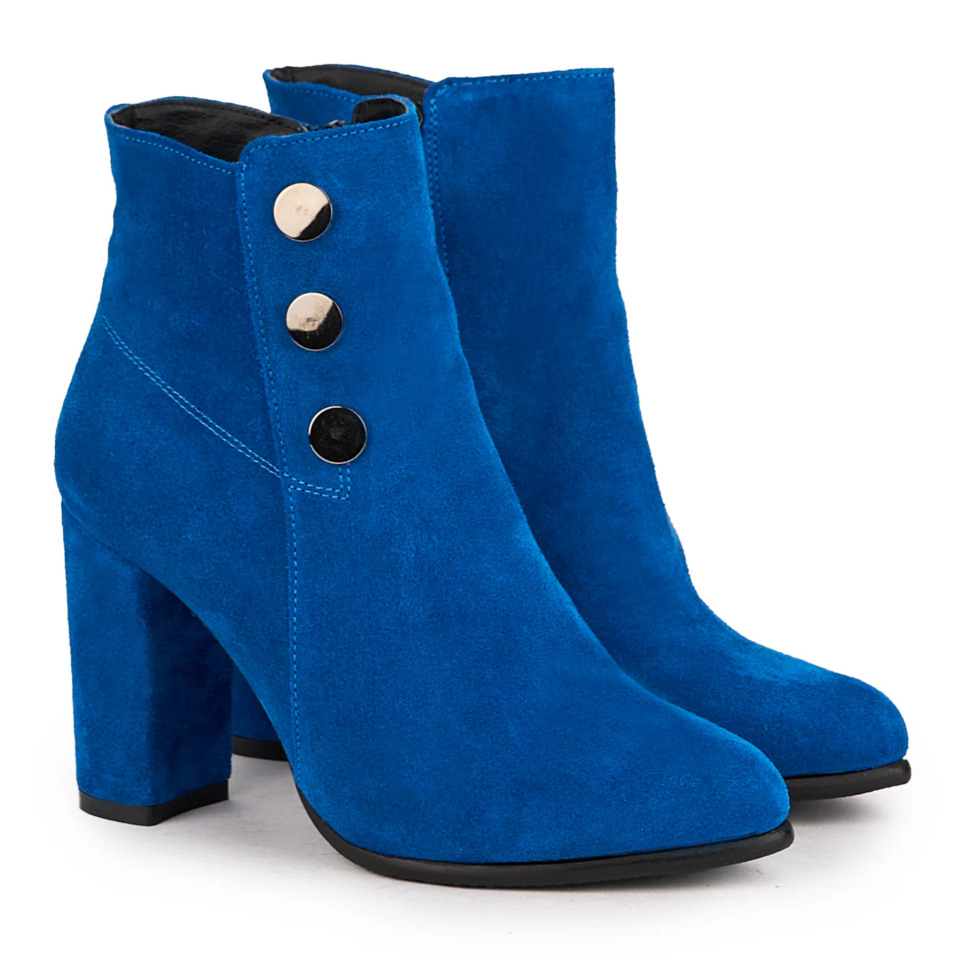 Botine dama din piele naturala turcoaz cu toc gros 9 cm 16696 - Image 4