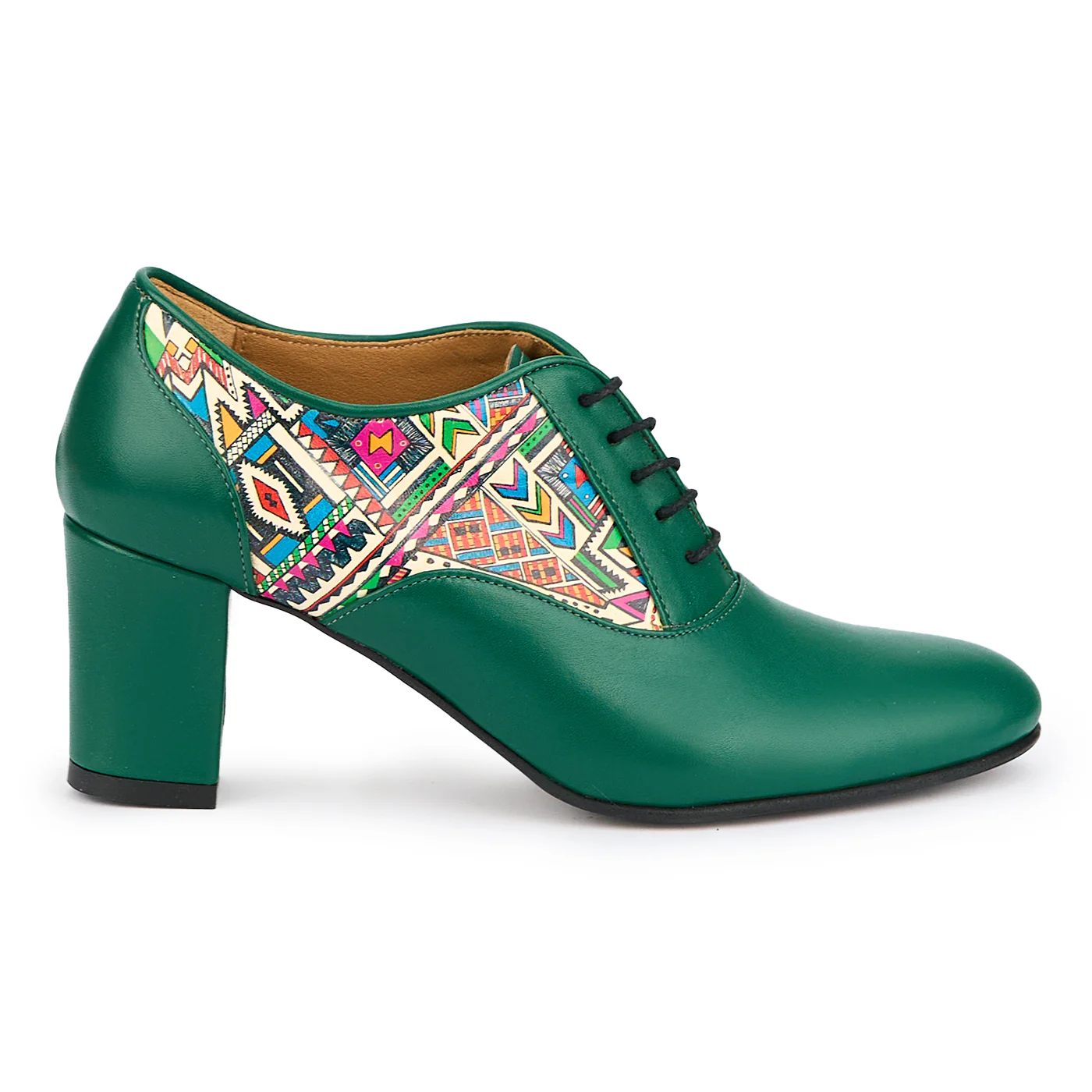 Botine dama din piele naturala verde cu toc 6.5 cm 15169