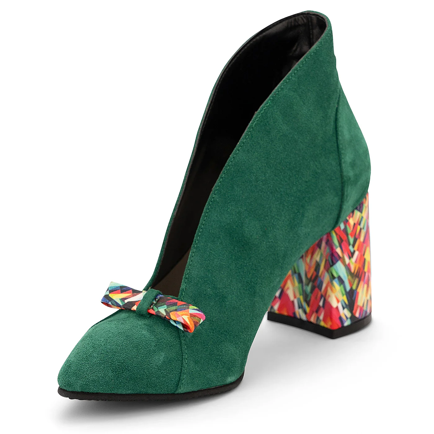Botine dama din piele naturala verde cu toc de 8 cm 14167 - Image 3
