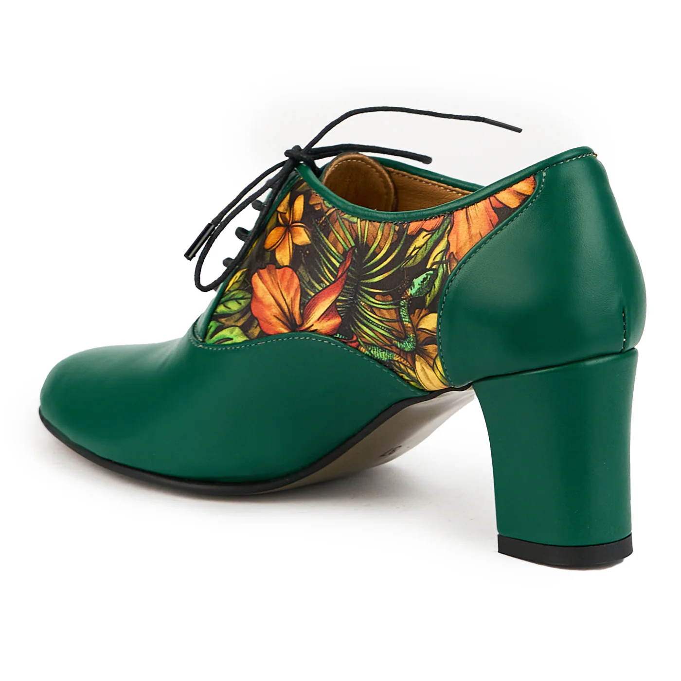 Botine dama din piele naturala verde cu toc gros 6.5 cm 14866 - Image 2
