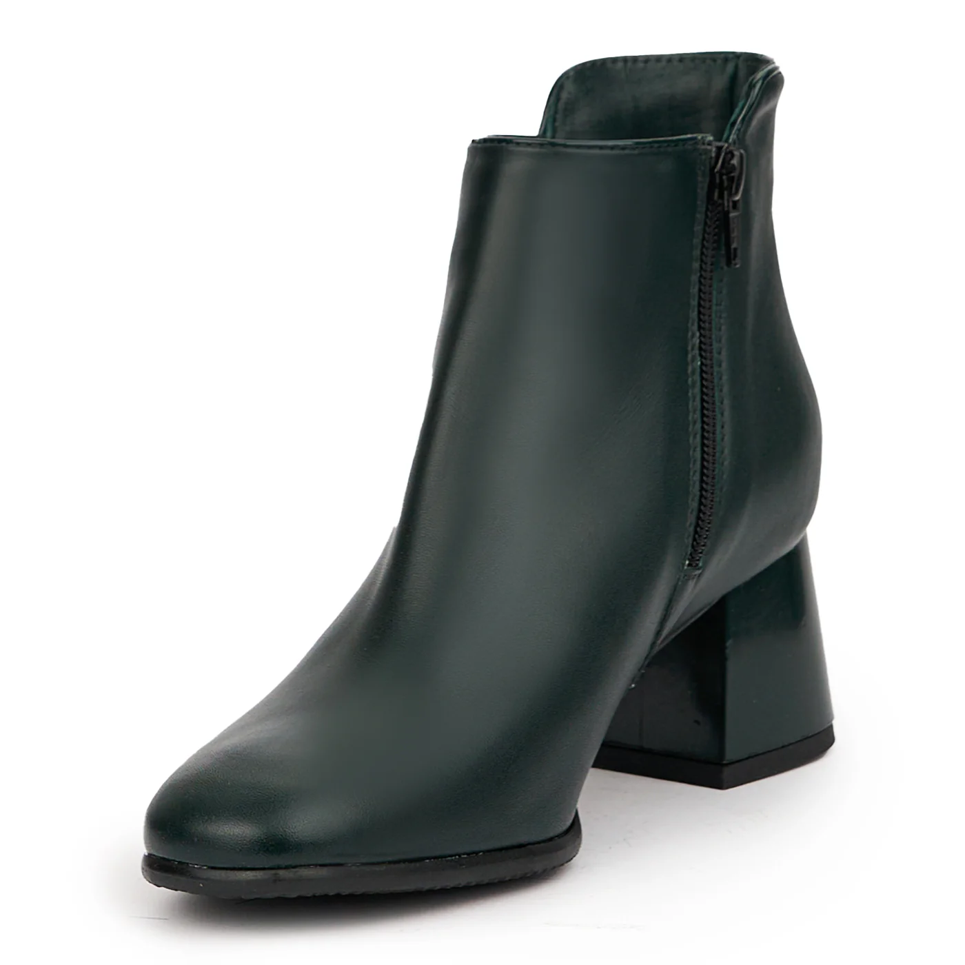 Botine dama din piele naturala verde cu toc gros 6 cm 14605 - Image 3