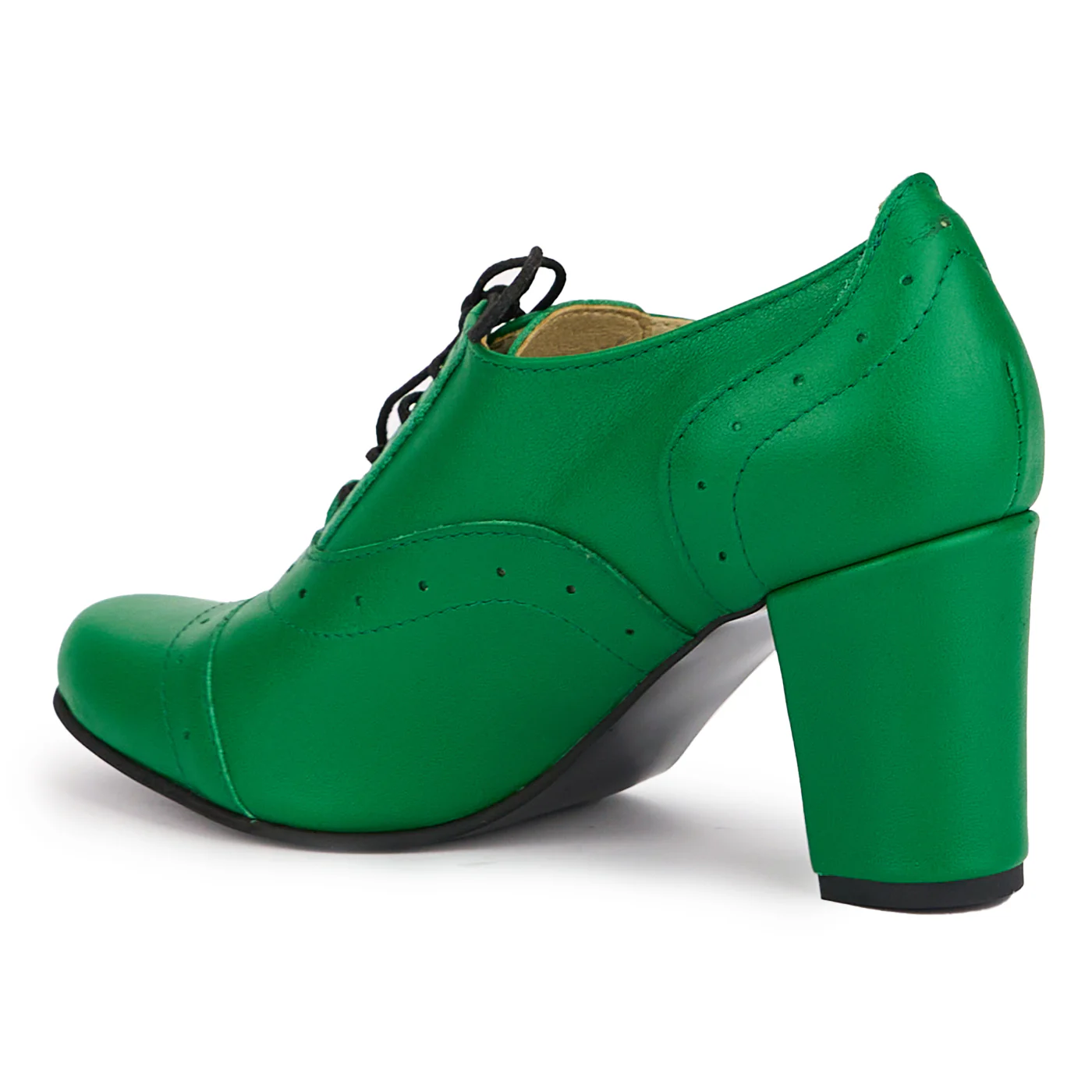Botine dama din piele naturala verde cu toc gros 7.5 cm 16817 - Image 2