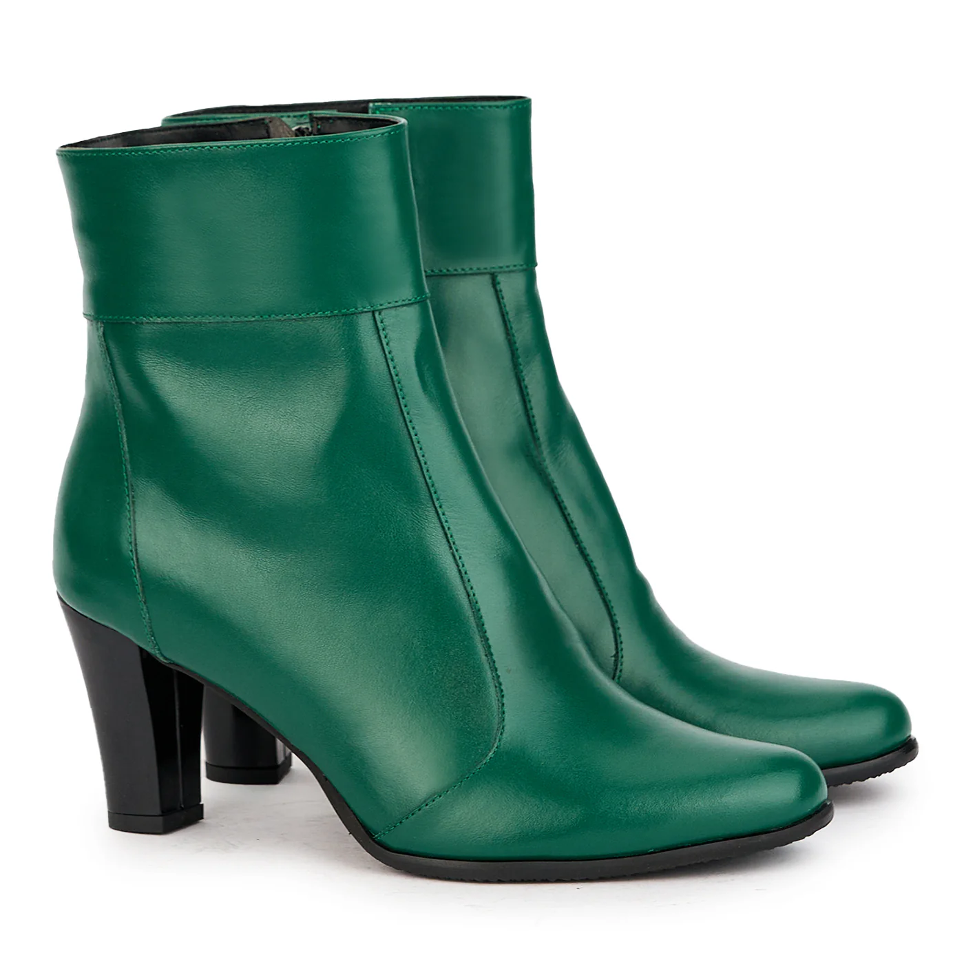 Botine dama din piele naturala verde cu toc gros 7.5 cm 17204 - Image 4