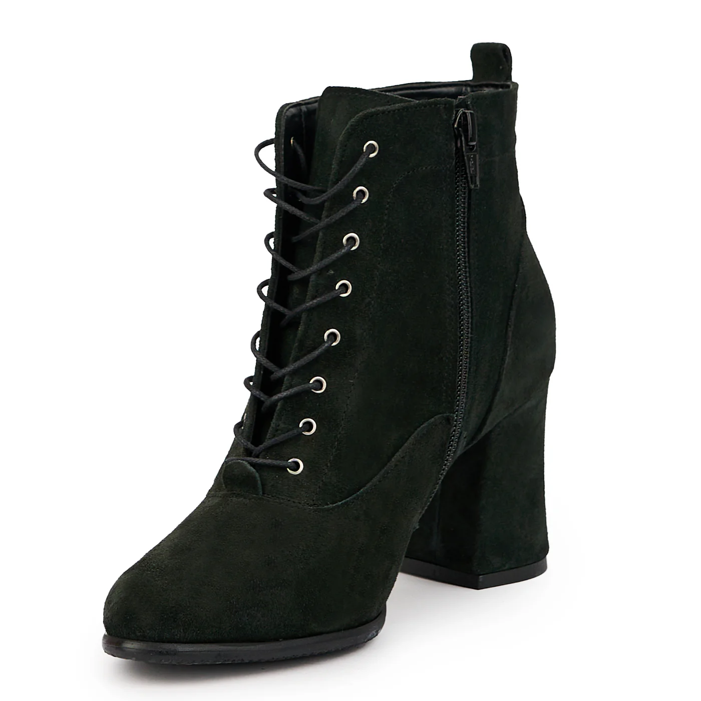 Botine dama din piele naturala verde cu toc gros 8 cm 14716 - Image 3