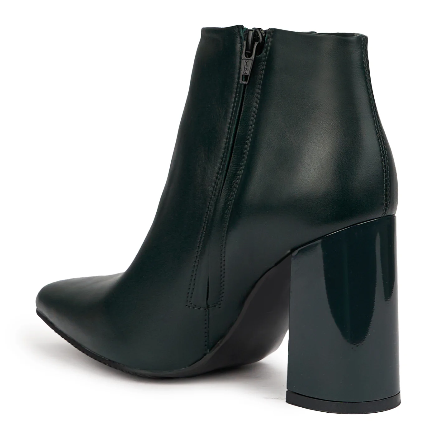 Botine dama din piele naturala verde cu toc gros 9.5 cm 14610 - Image 2