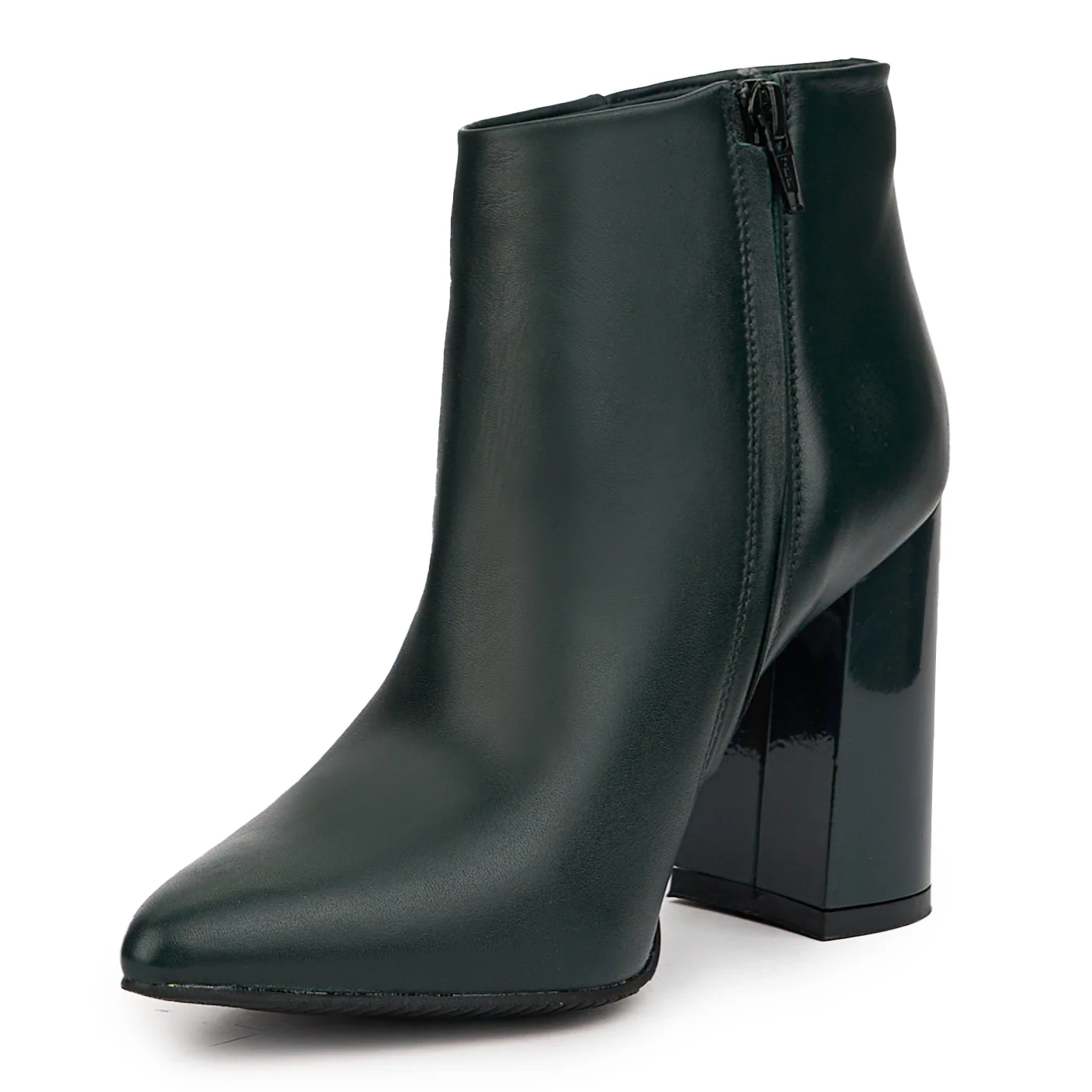 Botine dama din piele naturala verde cu toc gros 9.5 cm 14610 - Image 3