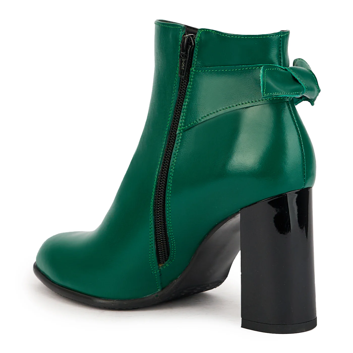 Botine dama din piele naturala verde cu toc gros 9.5 cm 17298 - Image 2