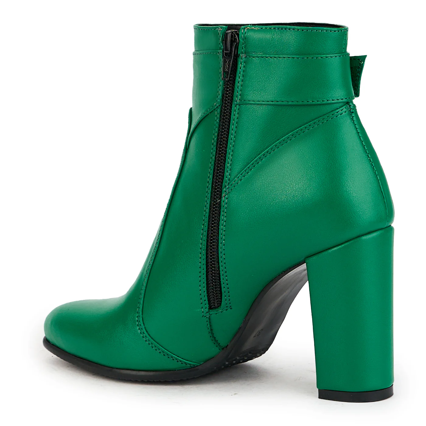 Botine dama din piele naturala verde cu toc gros 9.5 cm 17377 - Image 2