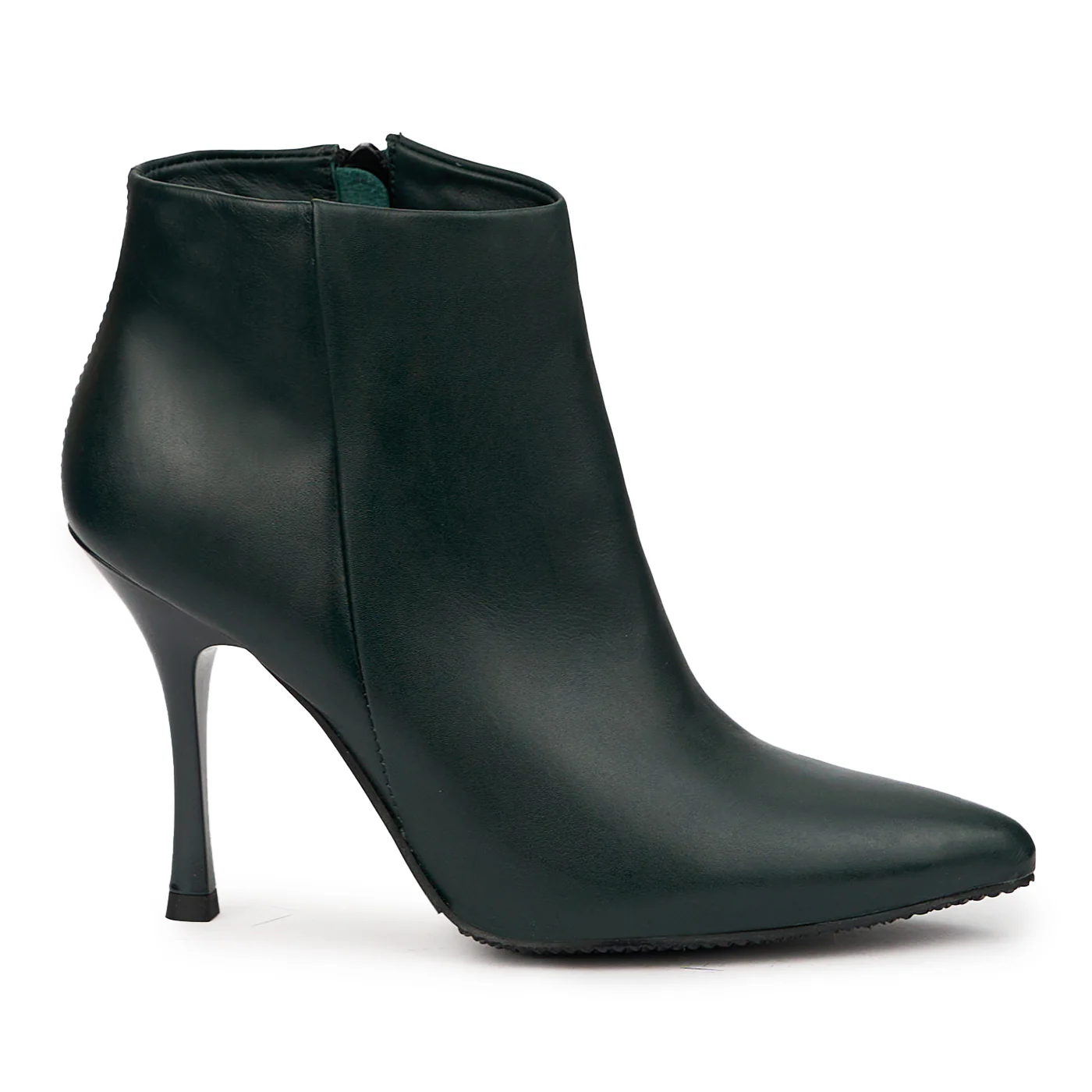 Botine dama din piele naturala verde cu toc subtire 9.5 cm 14616