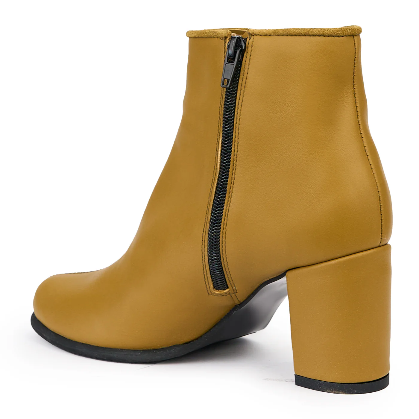 Botine dama din piele naturala verde - masliniu cu toc gros 8 cm 14466 - Image 2