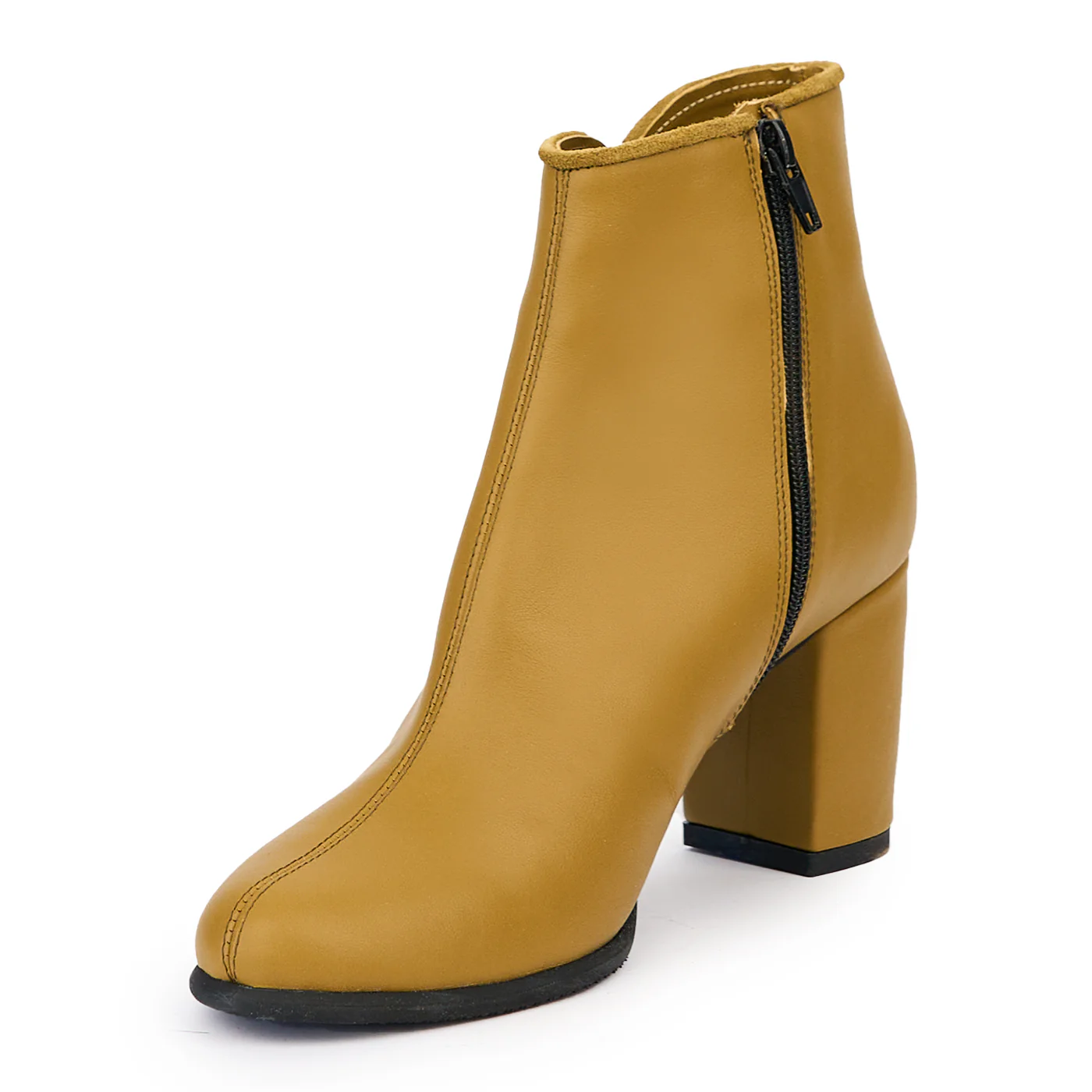 Botine dama din piele naturala verde - masliniu cu toc gros 8 cm 14466 - Image 3