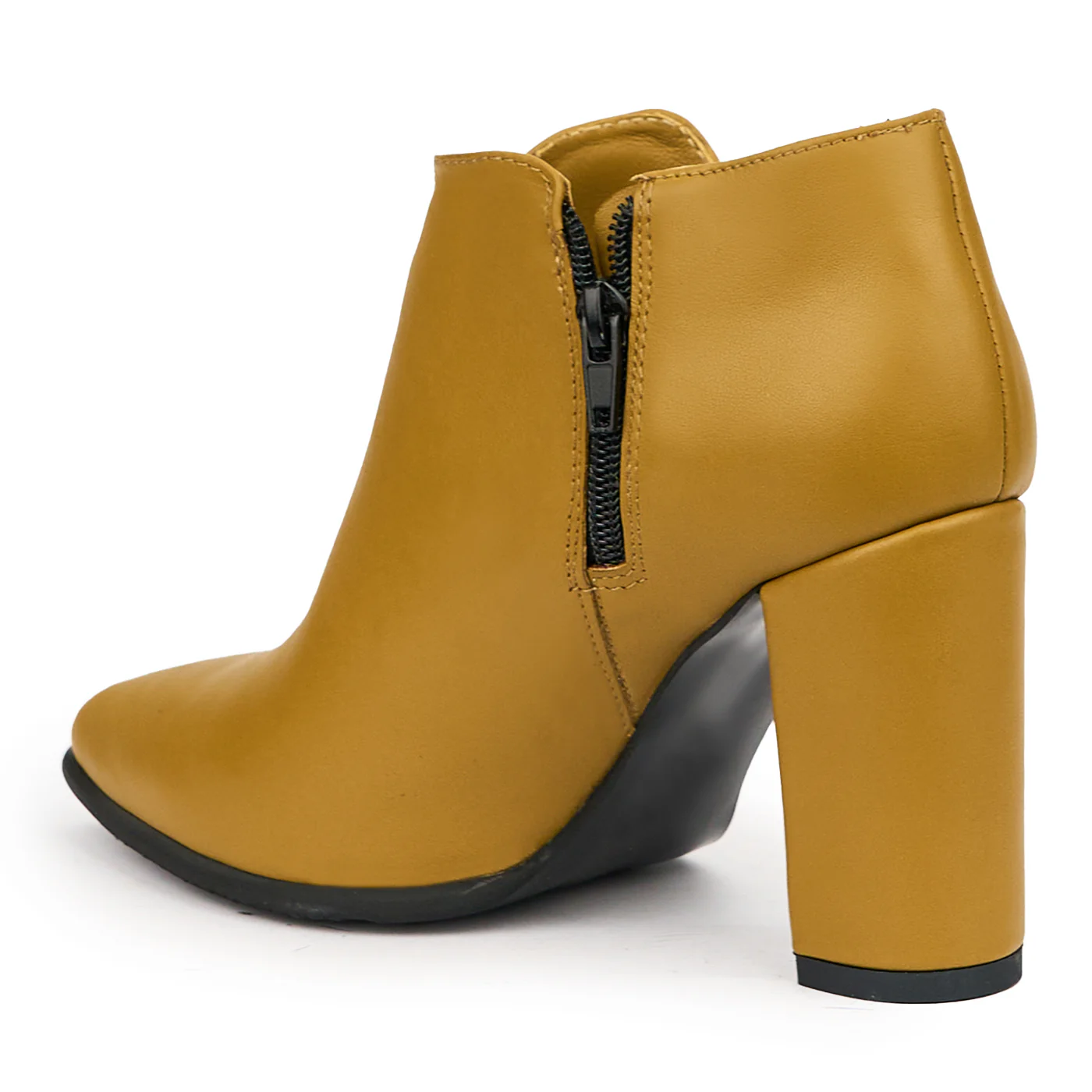 Botine dama din piele naturala verde - masliniu cu toc gros 9 cm 14465 - Image 2