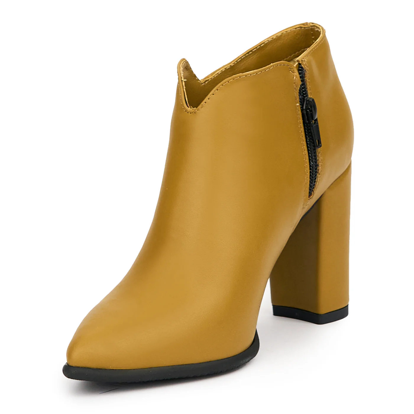 Botine dama din piele naturala verde - masliniu cu toc gros 9 cm 14465 - Image 3
