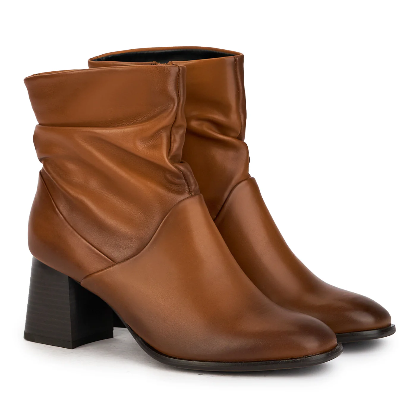 Botine dama din piele naturala maro cu toc gros 6.5 cm 17238 - Image 4