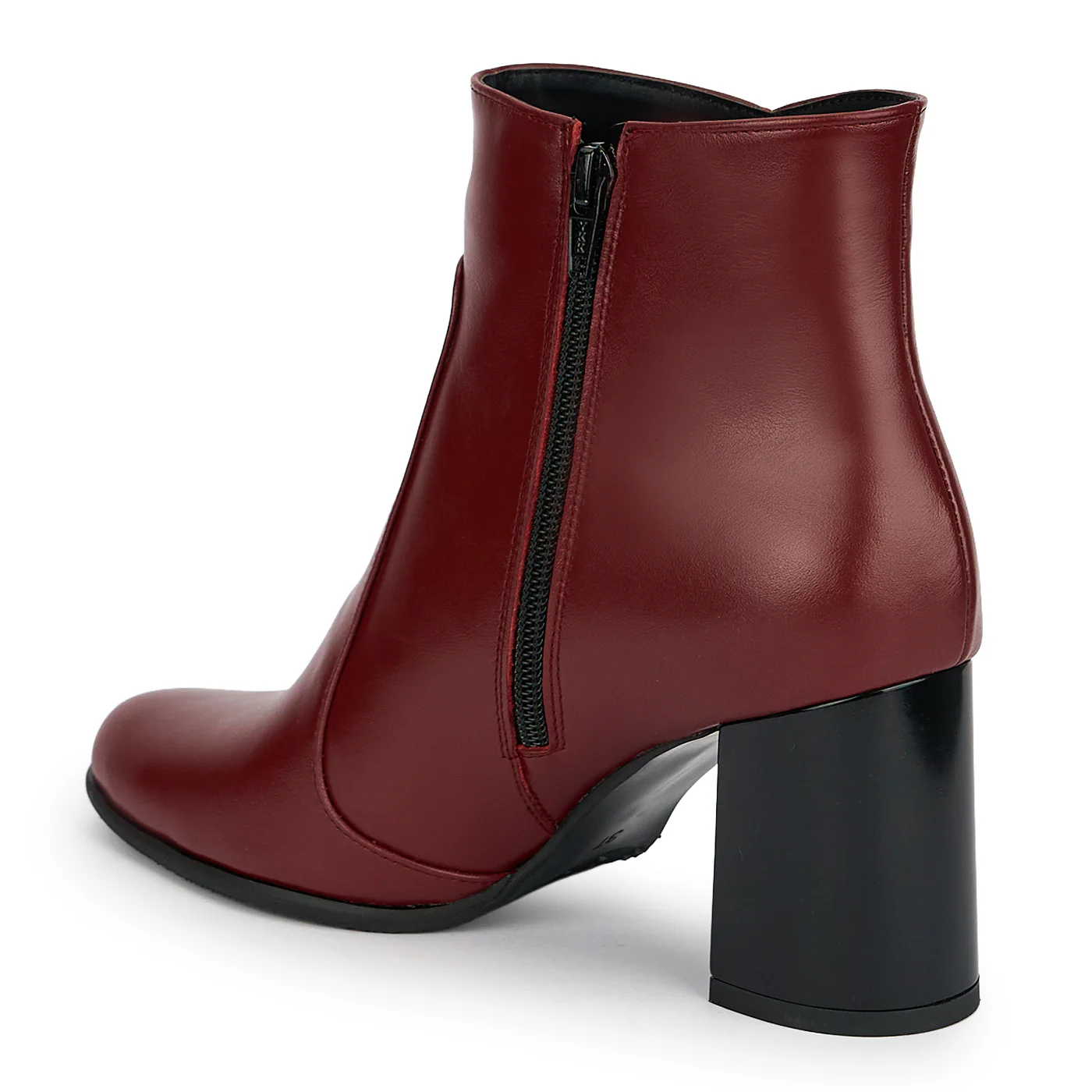 Botine dama din piele naturala visinie cu toc gros 7.5 cm 19165 - Image 2