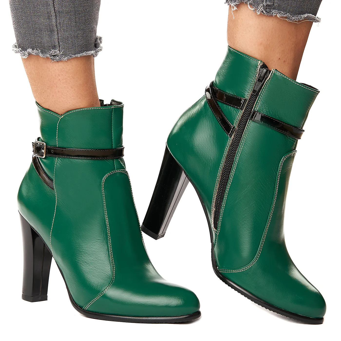 Botine Dama Elegante cu Toc 10 Cm din Piele Naturala 6176 - Image 2