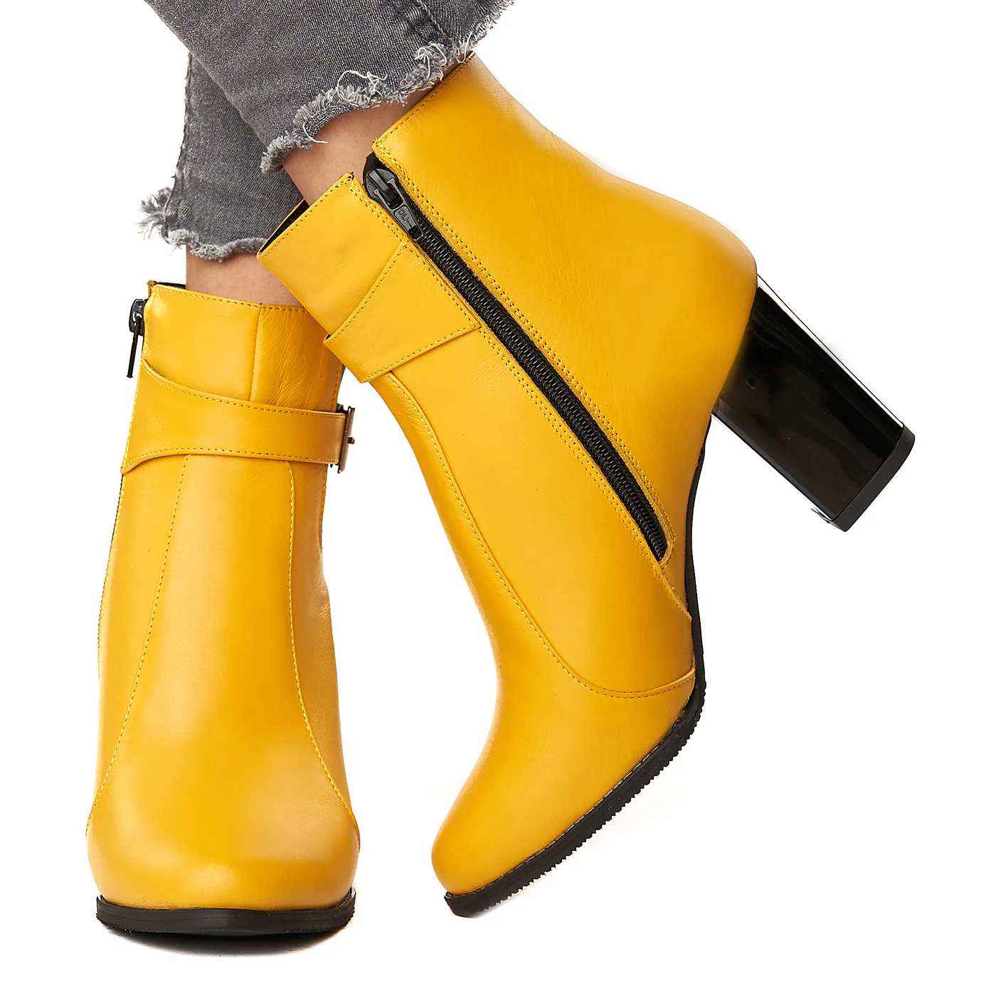 Botine dama galbene din piele naturala 6131 - Image 3
