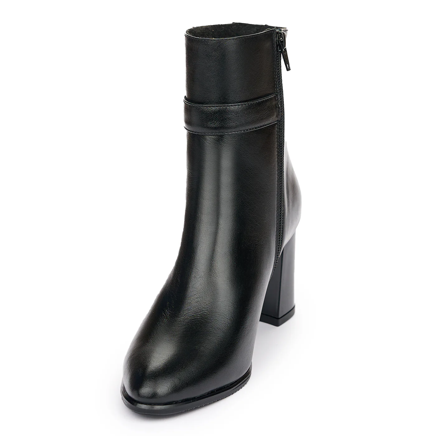 Botine Dama Negre cu Toc Gros 8 Cm din Piele Naturala 12070 - Image 3