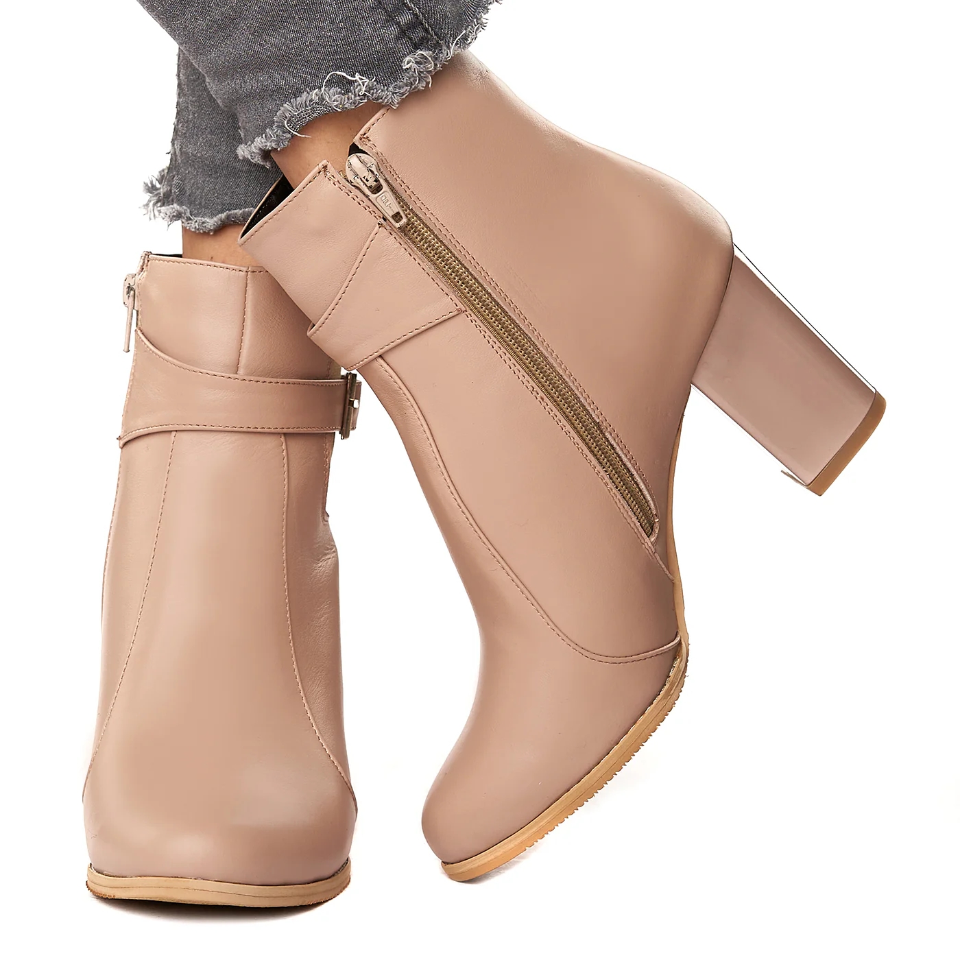 Botine Dama Piele Bej Toc 8 Cm 6040 - Image 3