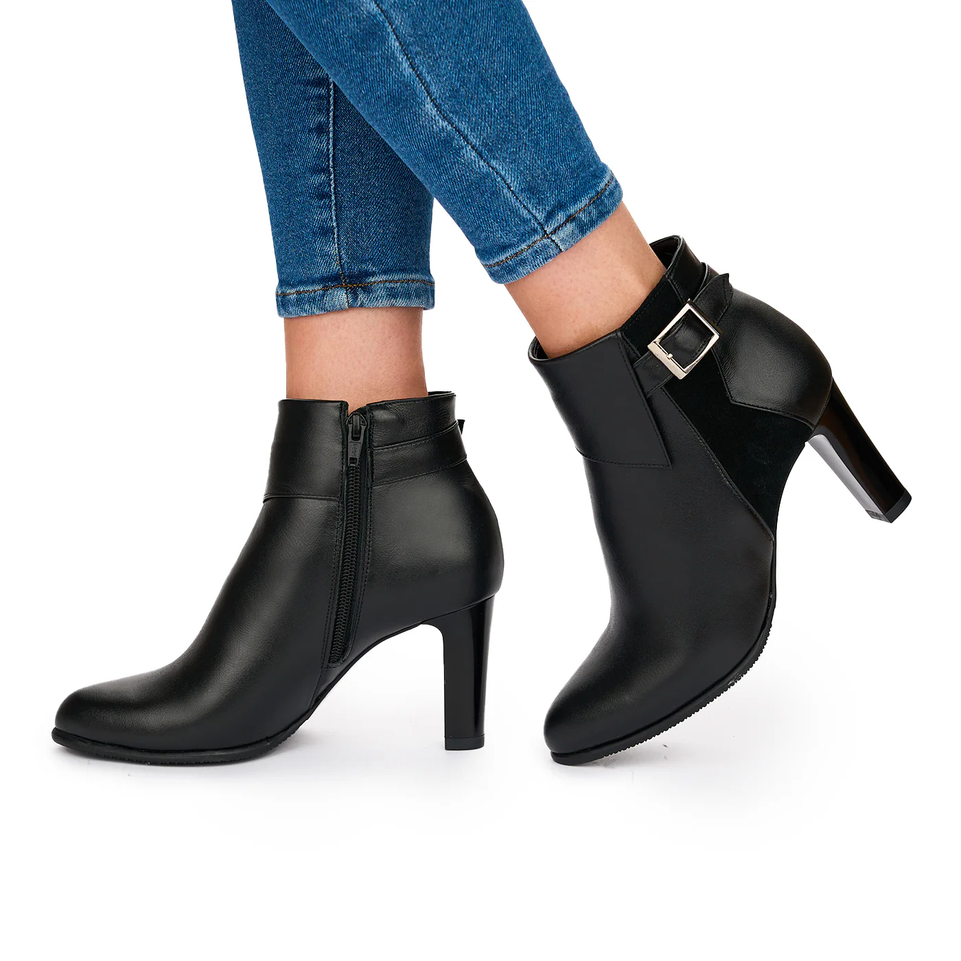Botine Dama Piele Negre Toc 8 Cm 10595 - Image 3