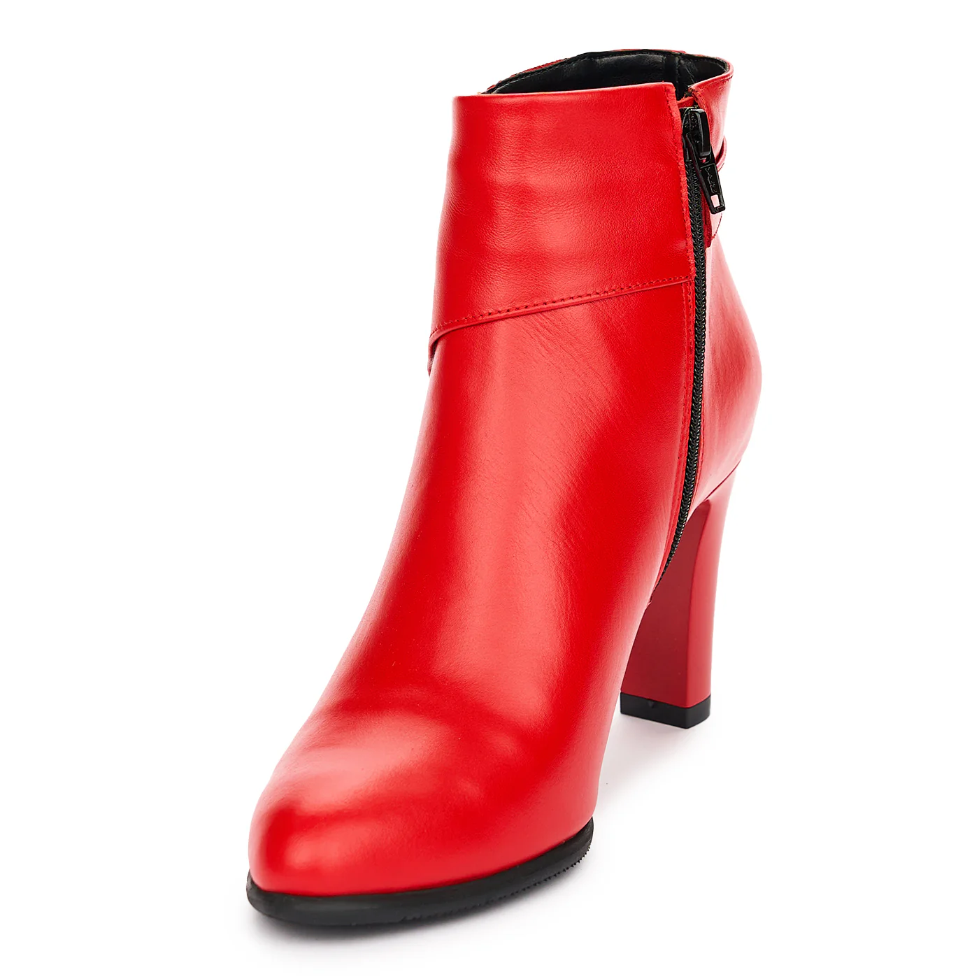 Botine Dama Rosii Toc 8.5 Cm din Piele Naturala 10872 - Image 3