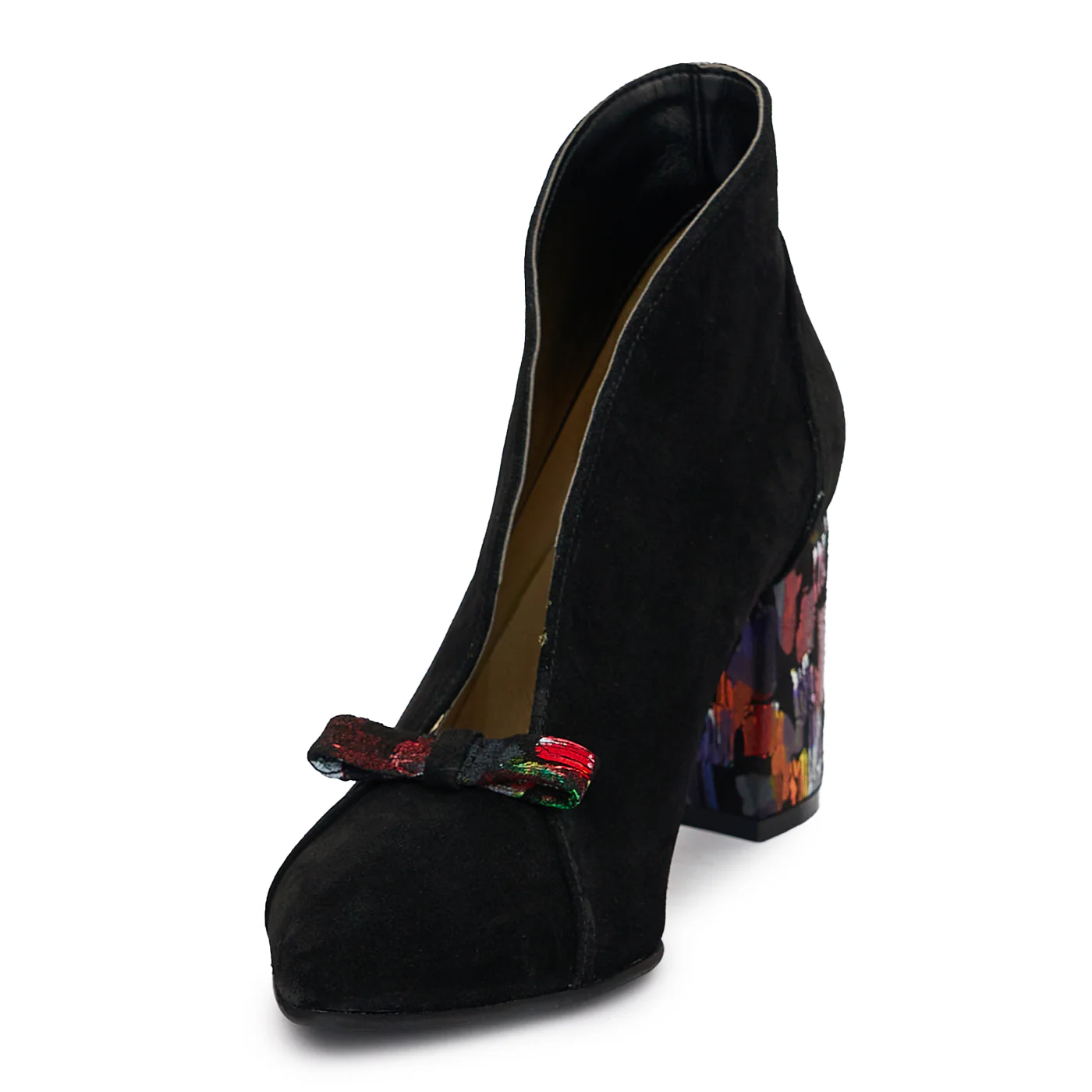 Botine Dama Velur Toc 7.5 Cm din Piele Naturala Neagra 12537 - Image 3
