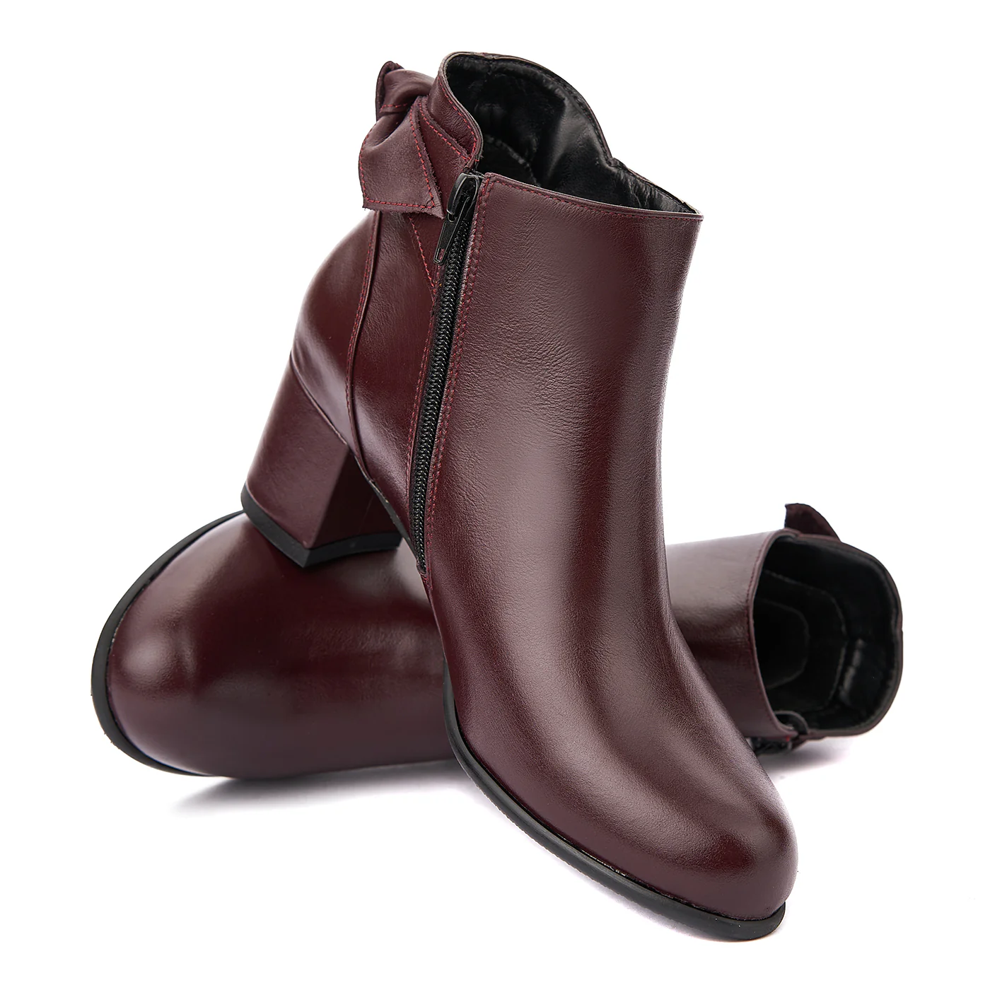 Botine dama visinii din piele naturala 6294 - Image 4
