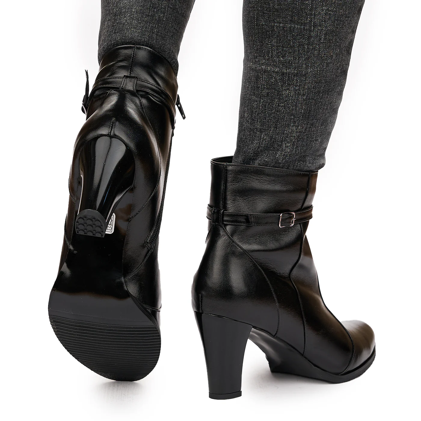 Botine din piele naturala neagra 6332 - Image 4