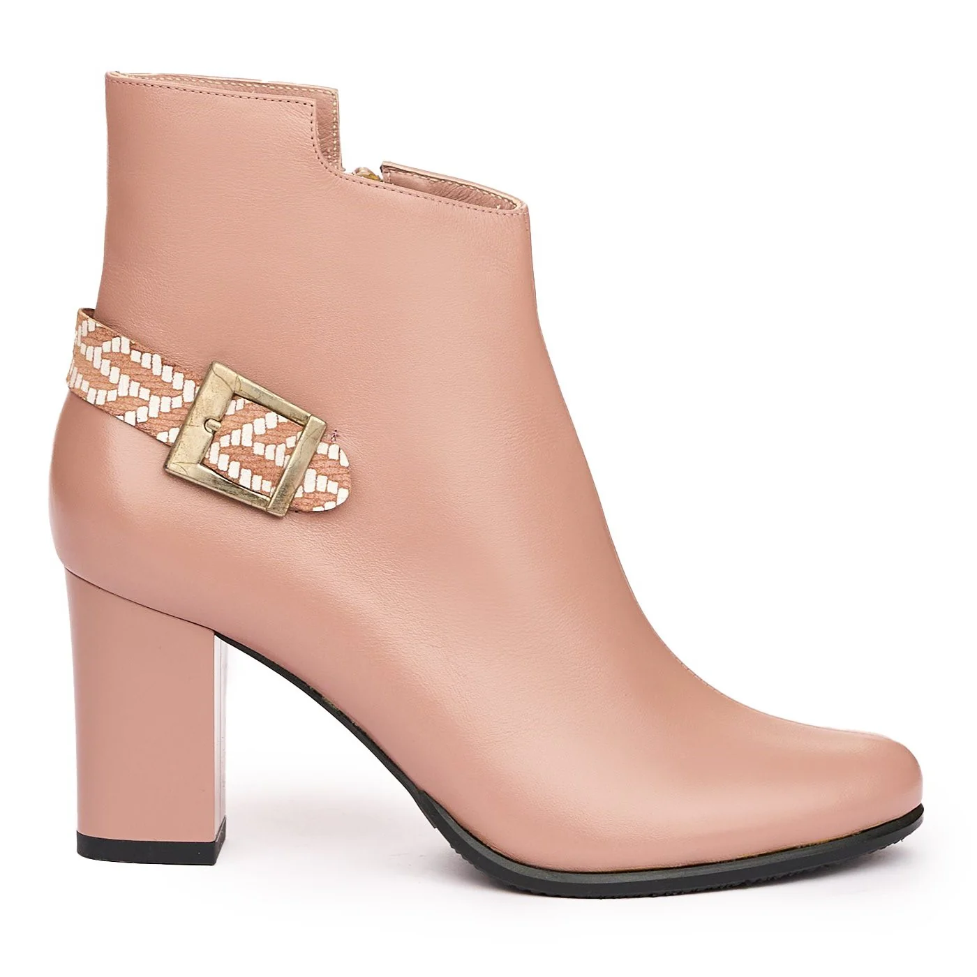 Botine din piele naturala roz 8135